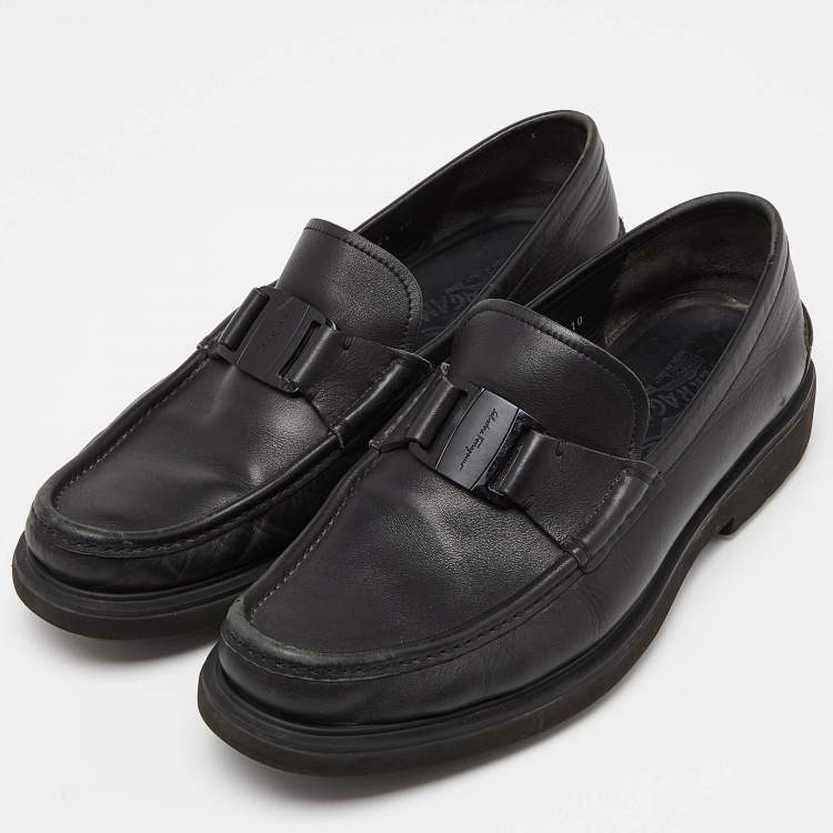 Pre Owned Salvatore Ferragamo Black Leather  Loafers Size 44
