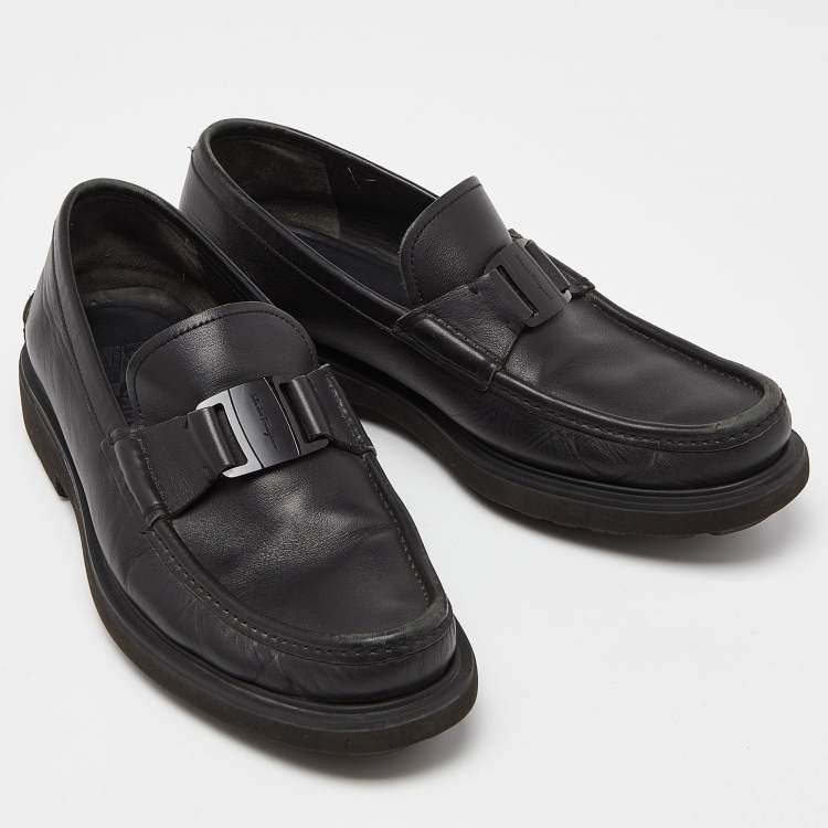 Pre Owned Salvatore Ferragamo Black Leather  Loafers Size 44
