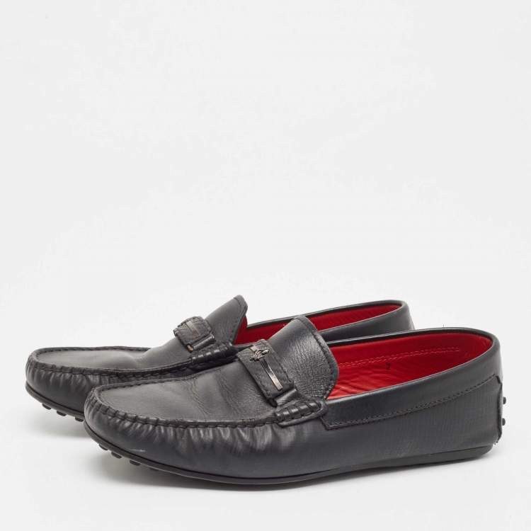 Pre Owned Salvatore Ferragamo Black Leather Slip On Loafers Size 41