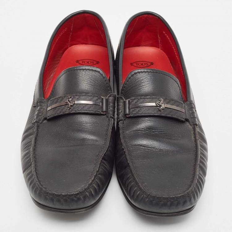 Pre Owned Salvatore Ferragamo Black Leather Slip On Loafers Size 41