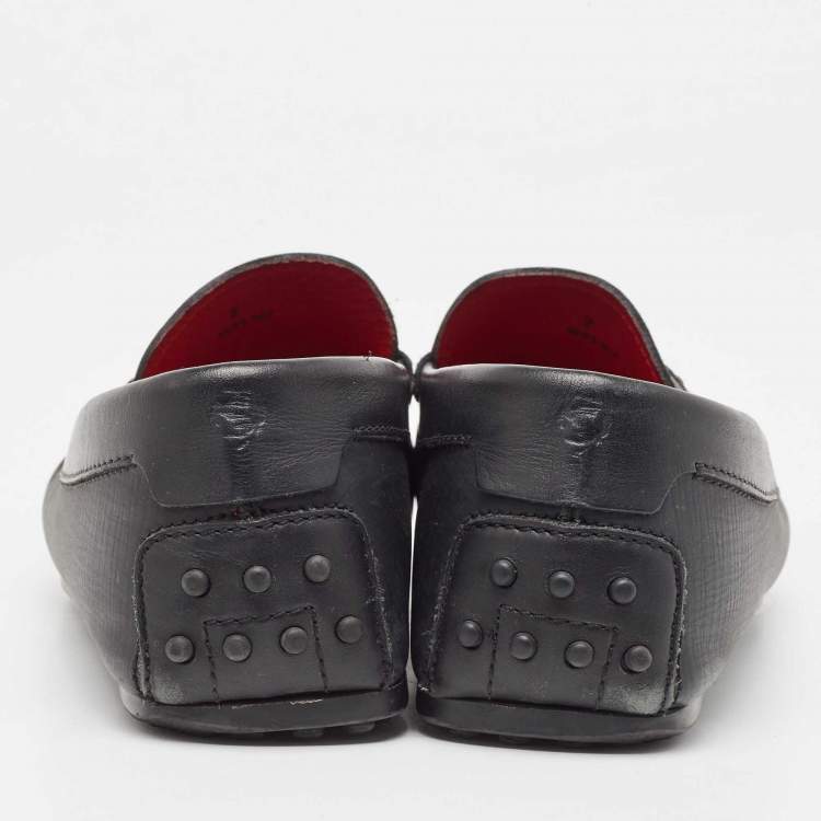 Pre Owned Salvatore Ferragamo Black Leather Slip On Loafers Size 41