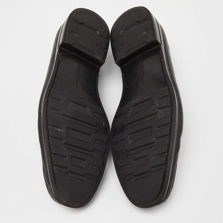 Pre Owned Salvatore Ferragamo Black Leather Gancini Bit Loafers Size 44.5