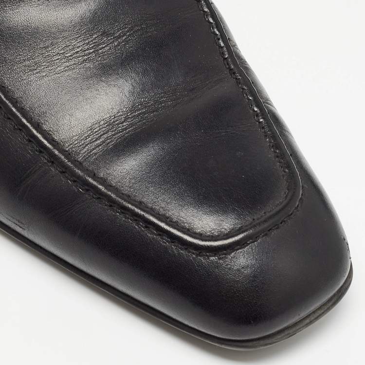 Pre Owned Salvatore Ferragamo Black Leather Gancini Bit Loafers Size 43.5