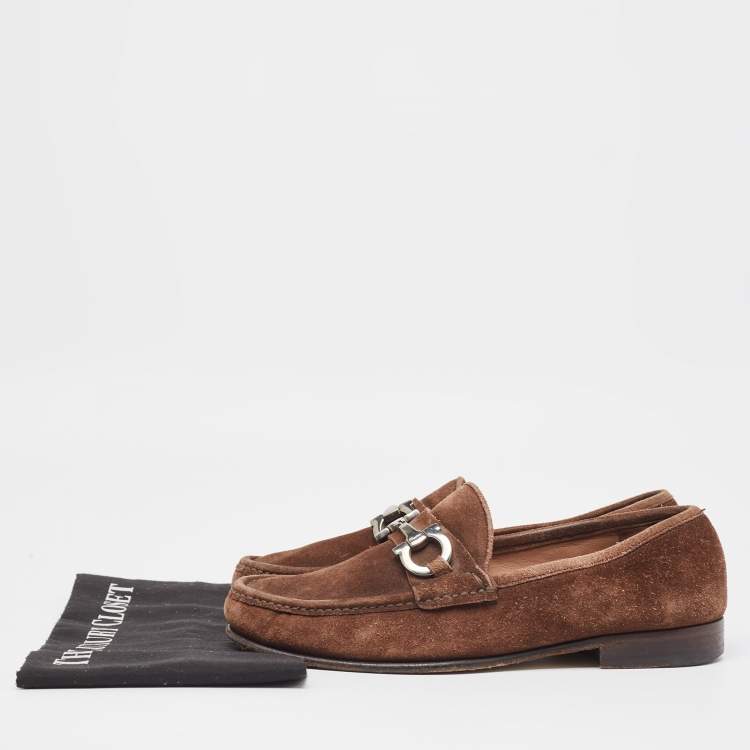 Pre Owned Salvatore Ferragamo Brown Suede Loafers Size 41.5