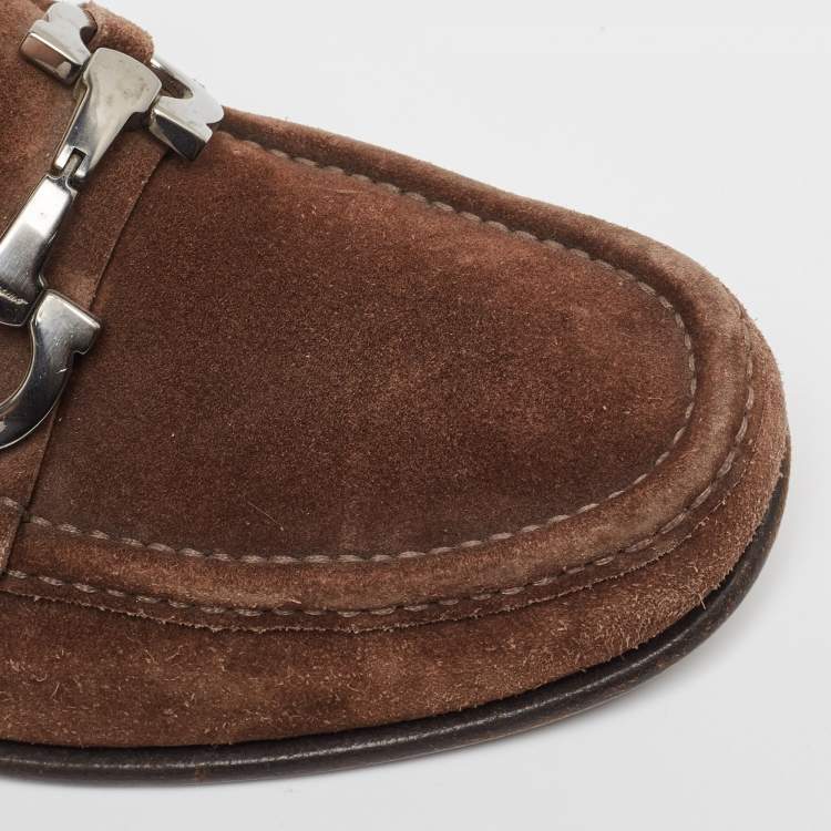 Pre Owned Salvatore Ferragamo Brown Suede Loafers Size 41.5