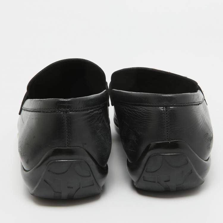Pre Owned Salvatore Ferragamo Black Leather Gancini Bit Loafers Size 42