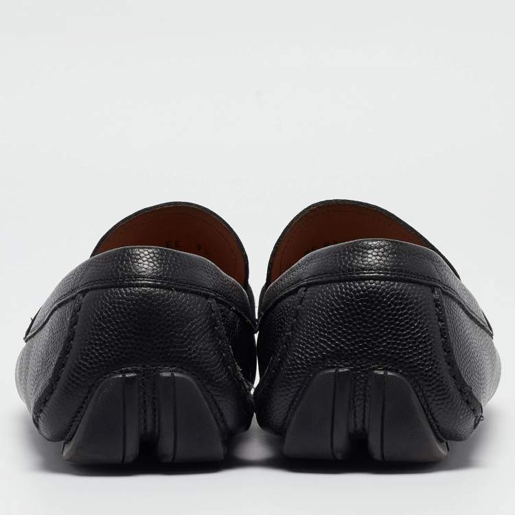 Pre Owned Salvatore Ferragamo Black Leather Buckle Detail Loafers Size 43.5