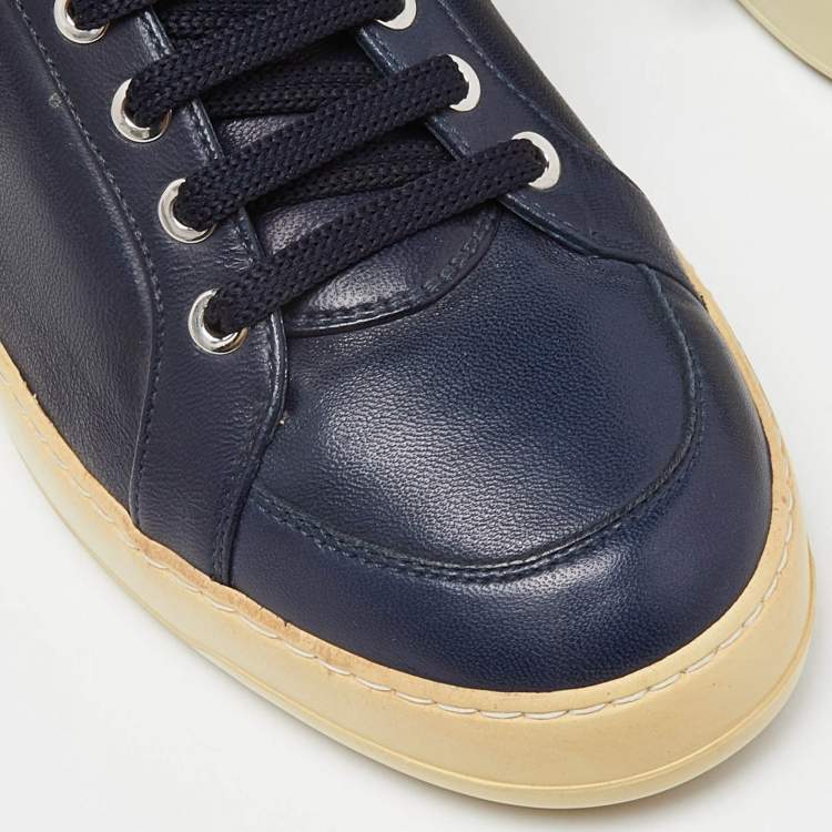 Pre Owned Salvatore Ferragamo Blue Leather Low Top Sneakers Size 41