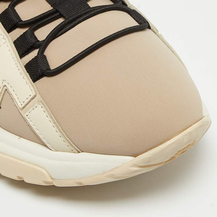 Pre Owned Salvatore Ferragamo Beige Fabric and Leather Trim Sneakers Size 44