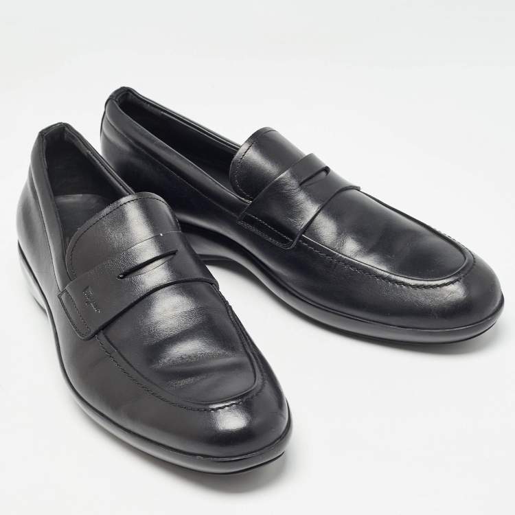 Pre Owned Salvatore Ferragamo Black Leather Penny Loafers Size 41