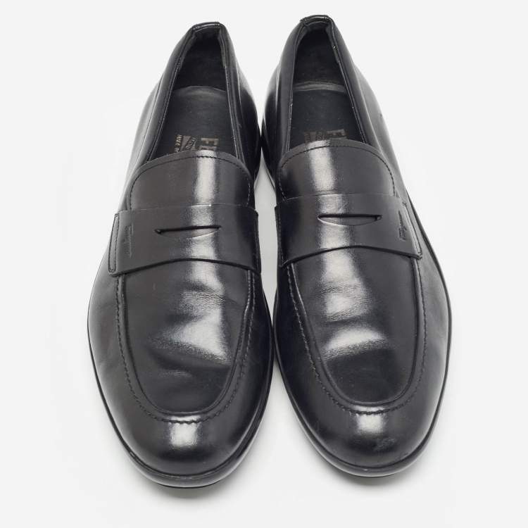 Pre Owned Salvatore Ferragamo Black Leather Penny Loafers Size 41