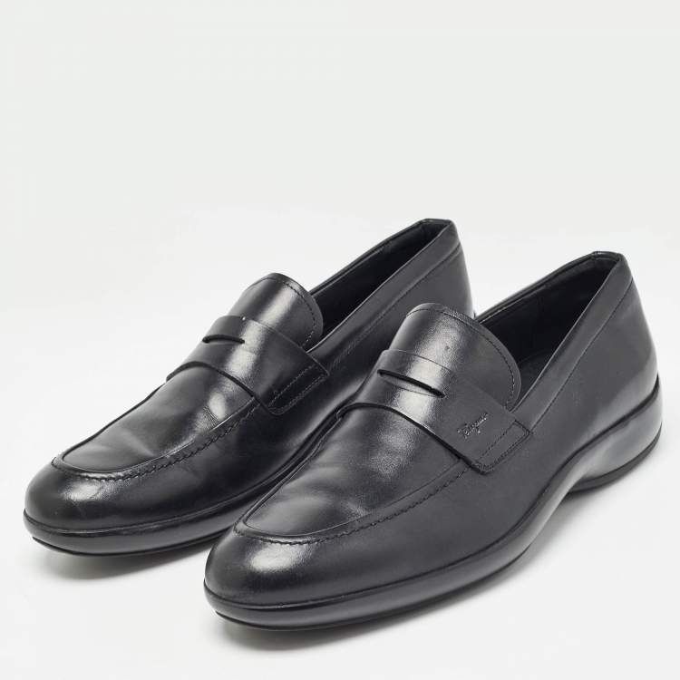 Pre Owned Salvatore Ferragamo Black Leather Penny Loafers Size 41