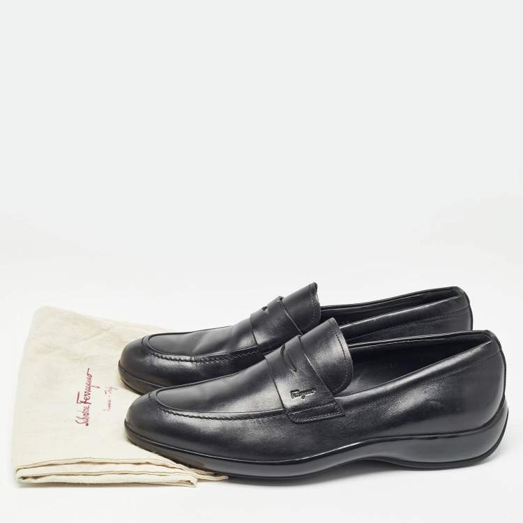 Pre Owned Salvatore Ferragamo Black Leather Penny Loafers Size 41