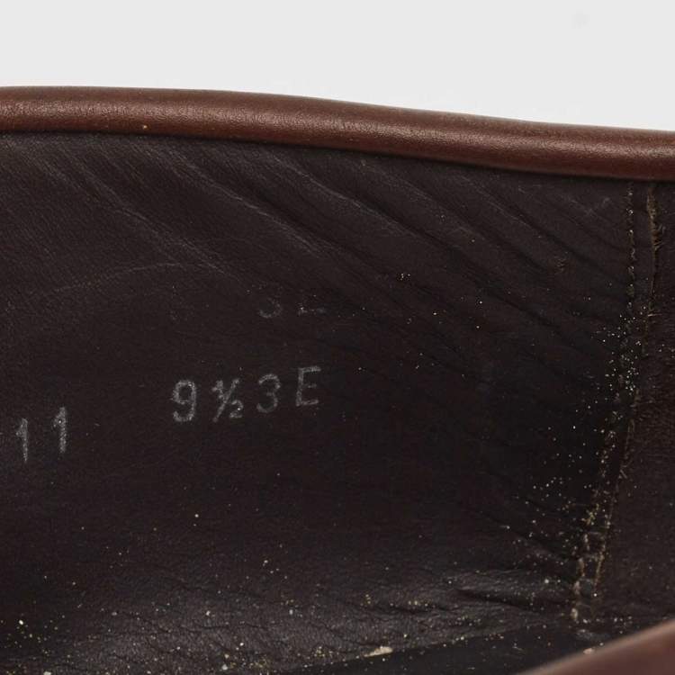 Pre Owned Salvatore Ferragamo Brown Leather Slip On Loafers Size 43.5