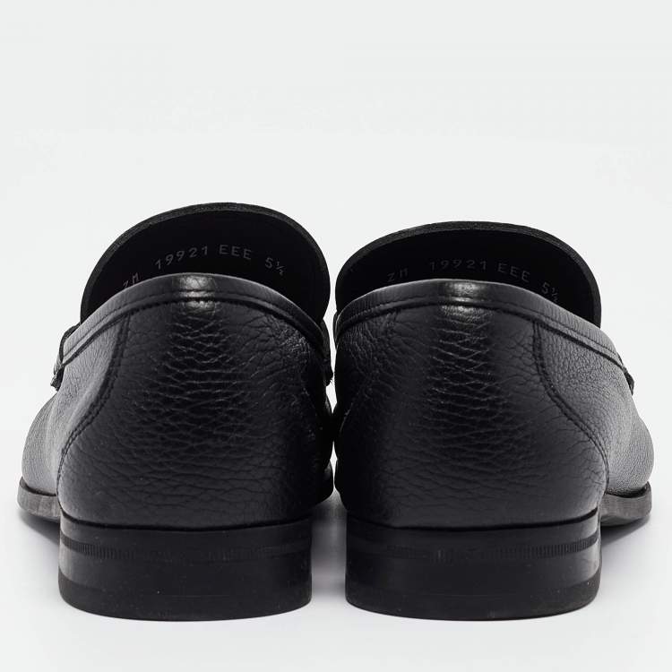Pre Owned Salvatore Ferragamo Black Leather Gancini Loafers Size 39.5