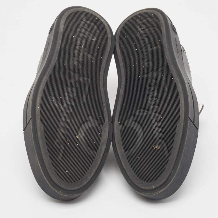 Pre Owned Salvatore Ferragamo Black Leather and Suede Slip On Sneakers Size 40