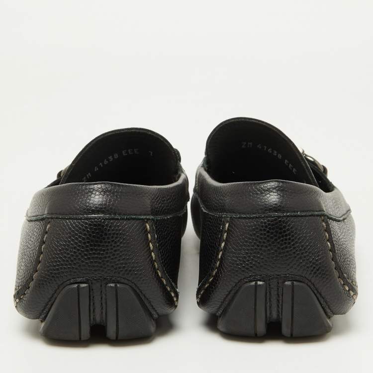 Pre Owned Salvatore Ferragamo Black Leather Gancini Loafers Size 41