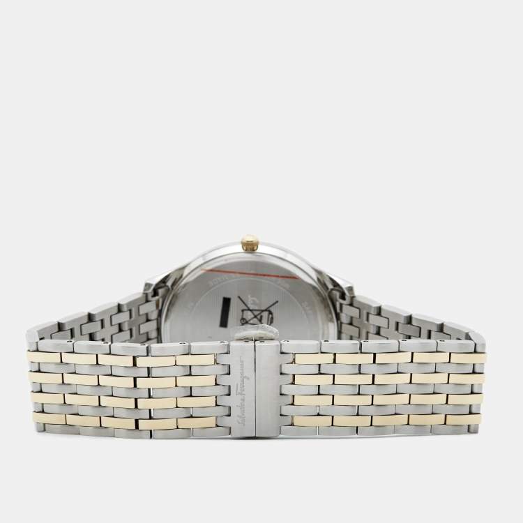 مملوكة مسبقًا Salvatore Ferragamo Silver Two-Tone Stainless Steel Slim SFDE00418 Men's Wristwatch 40 mm