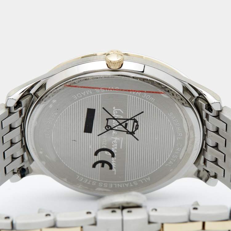 مملوكة مسبقًا Salvatore Ferragamo Silver Two-Tone Stainless Steel Slim SFDE00418 Men's Wristwatch 40 mm