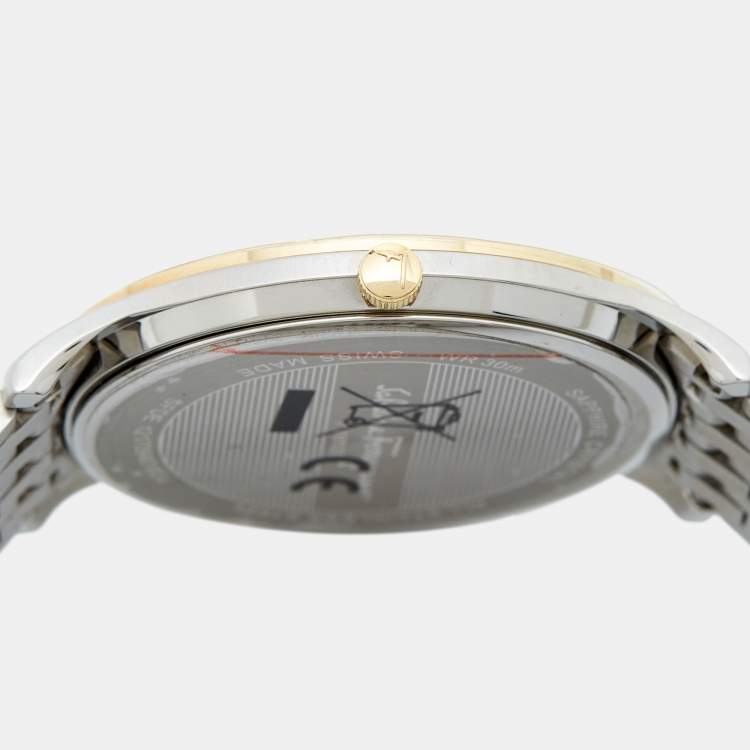 مملوكة مسبقًا Salvatore Ferragamo Silver Two-Tone Stainless Steel Slim SFDE00418 Men's Wristwatch 40 mm