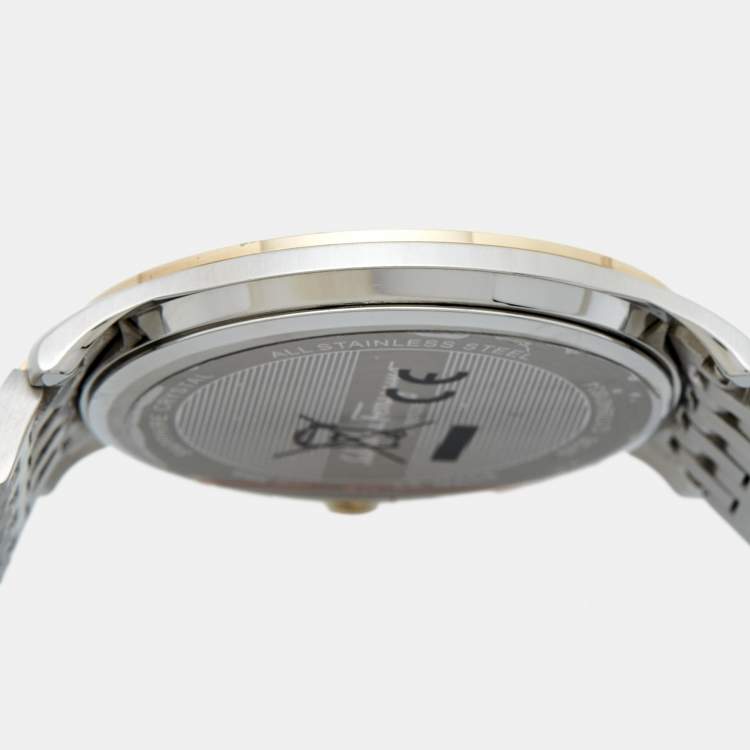 مملوكة مسبقًا Salvatore Ferragamo Silver Two-Tone Stainless Steel Slim SFDE00418 Men's Wristwatch 40 mm
