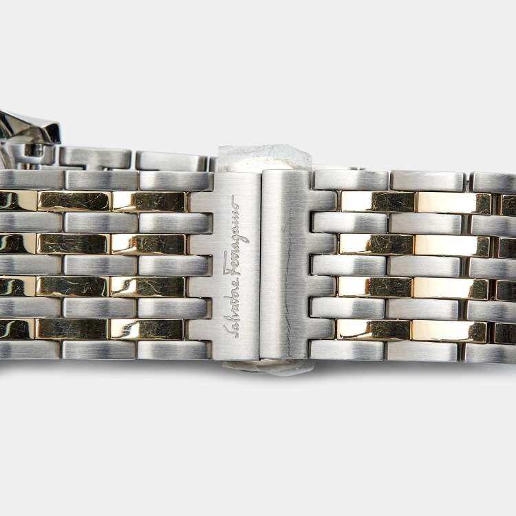 مملوكة مسبقًا Salvatore Ferragamo Silver Two-Tone Stainless Steel Slim SFDE00418 Men's Wristwatch 40 mm