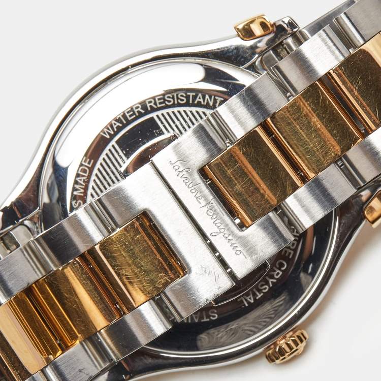 Pre Owned Salvatore Ferragamo 1898 Series FF3070014 Silver White Dial Two-Tone Stainless Steel Men's Wristwatch 40 mm