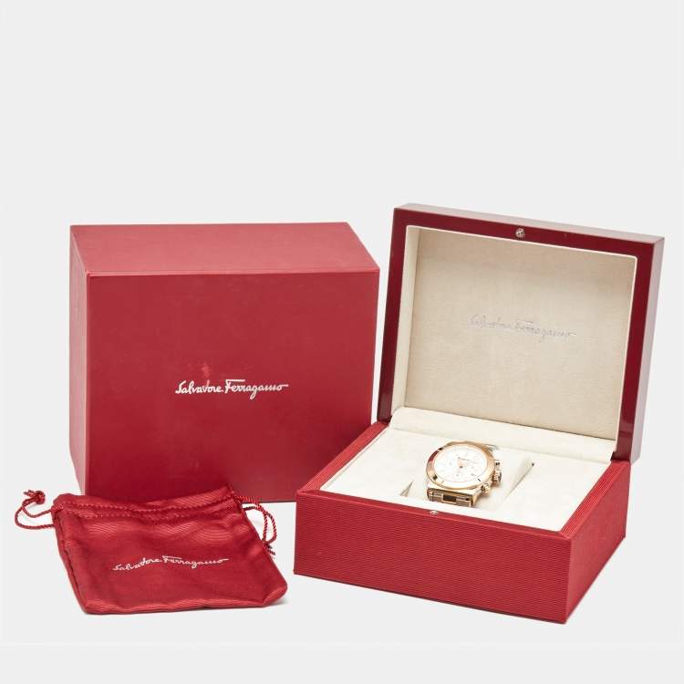 Pre Owned Salvatore Ferragamo 1898 Series F78LCQ9501 White Dial Two-Tone Stainless Steel Men's Wristwatch 42 mm