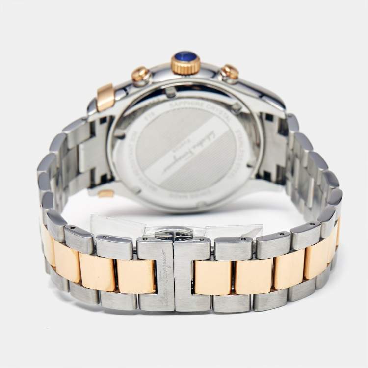 Pre Owned Salvatore Ferragamo 1898 Series F78LCQ9501 White Dial Two-Tone Stainless Steel Men's Wristwatch 42 mm