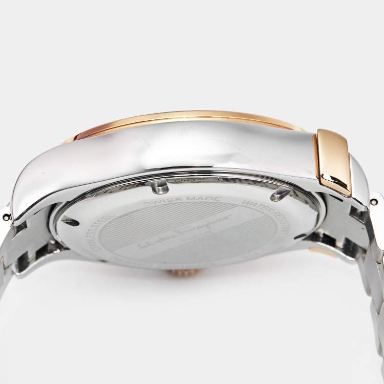Pre Owned Salvatore Ferragamo 1898 Series F78LCQ9501 White Dial Two-Tone Stainless Steel Men's Wristwatch 42 mm