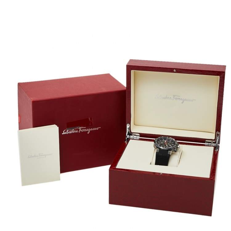 Pre Owned Salvatore Ferragamo Black Titanium & Ceramic F-55 SFDL00118 Men's Wristwatch 44 mm