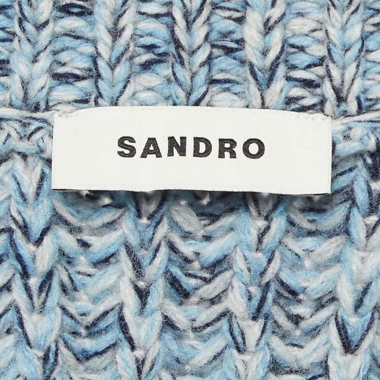 مملوكة مسبقًا Sandro Blue Heavy Wool Knit Crew Neck Sweater XXL