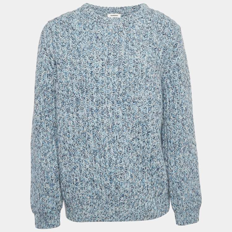 مملوكة مسبقًا Sandro Blue Heavy Wool Knit Crew Neck Sweater XXL