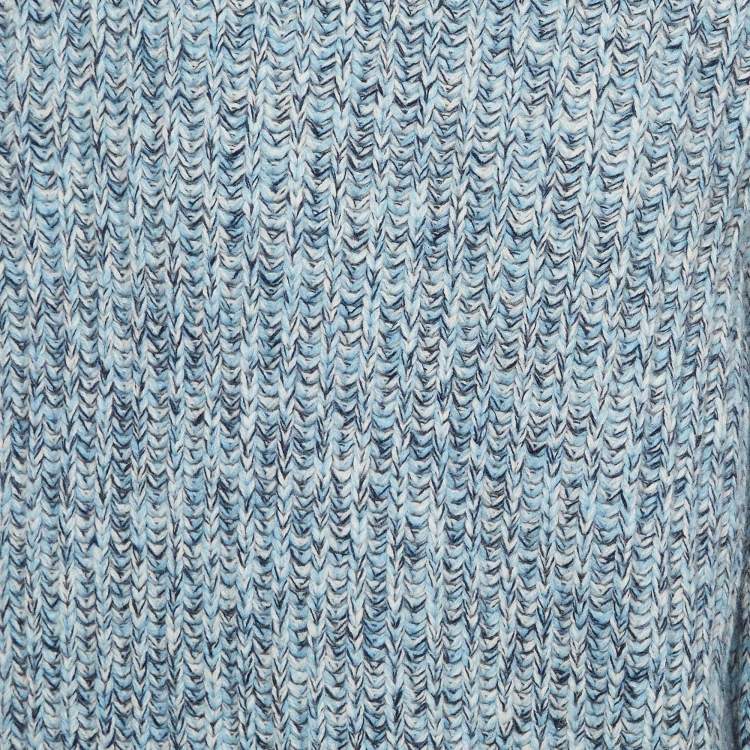 مملوكة مسبقًا Sandro Blue Heavy Wool Knit Crew Neck Sweater XXL