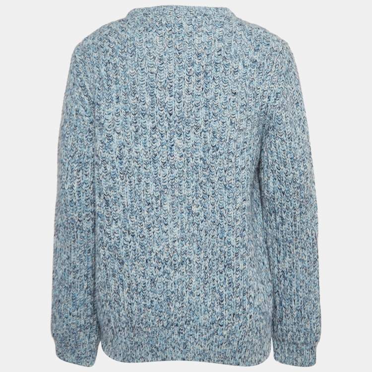 مملوكة مسبقًا Sandro Blue Heavy Wool Knit Crew Neck Sweater XXL