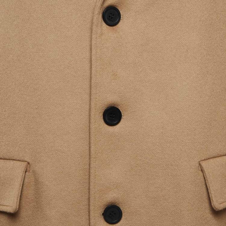 Pre Owned Sandro Beige Wool Single Breasted Overcoat XL