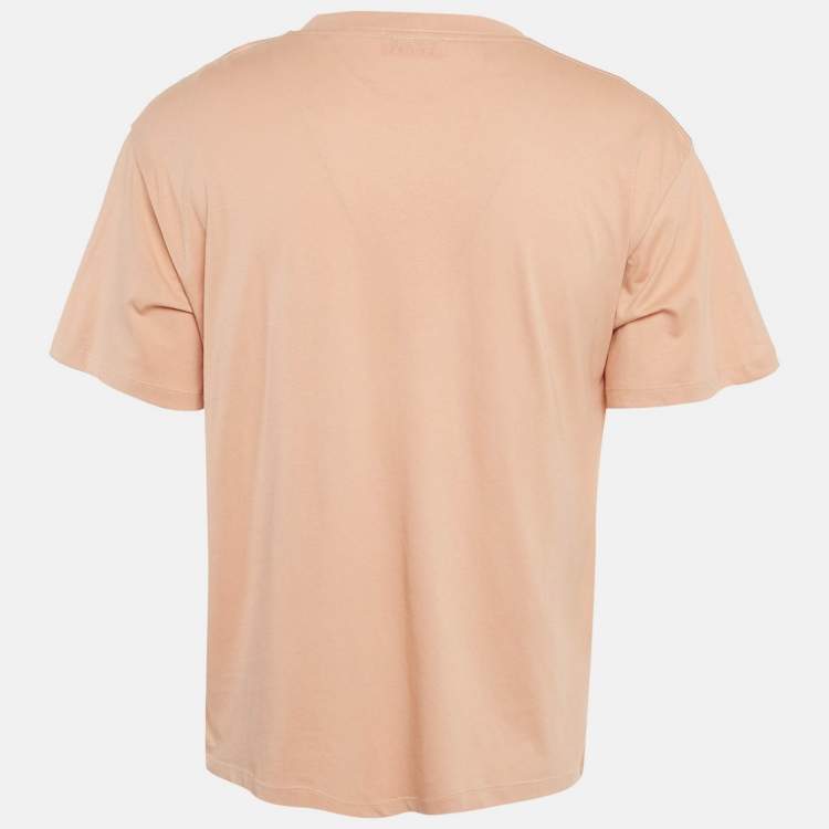 Pre Owned Sandro Pink Peach Pink Heart Jersey Crewneck T-Shirt XL