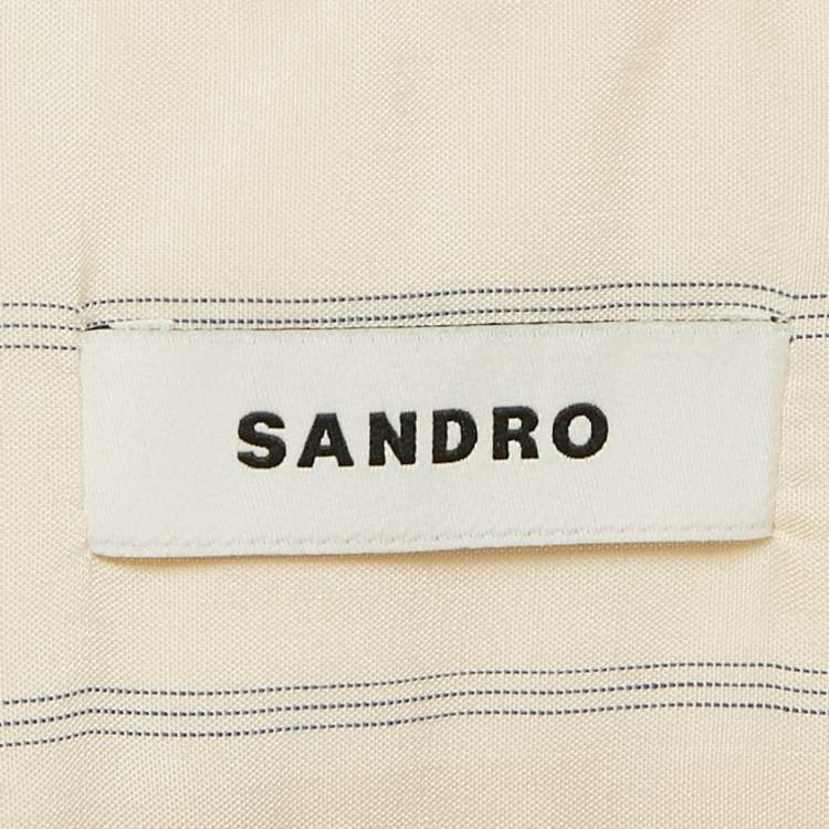 Pre Owned Sandro Ivory Pinstriped Crepe Flow Shirt S