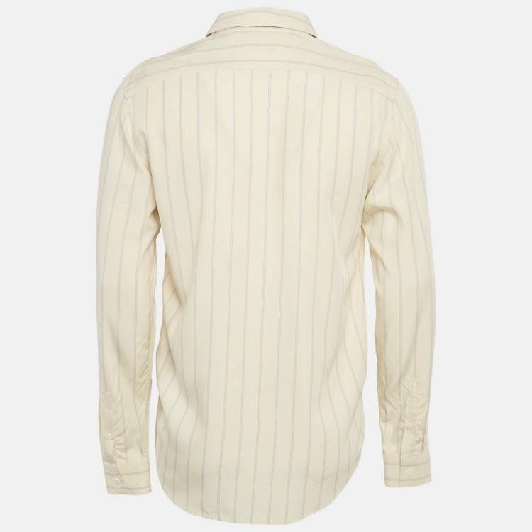 Pre Owned Sandro Ivory Pinstriped Crepe Flow Shirt S