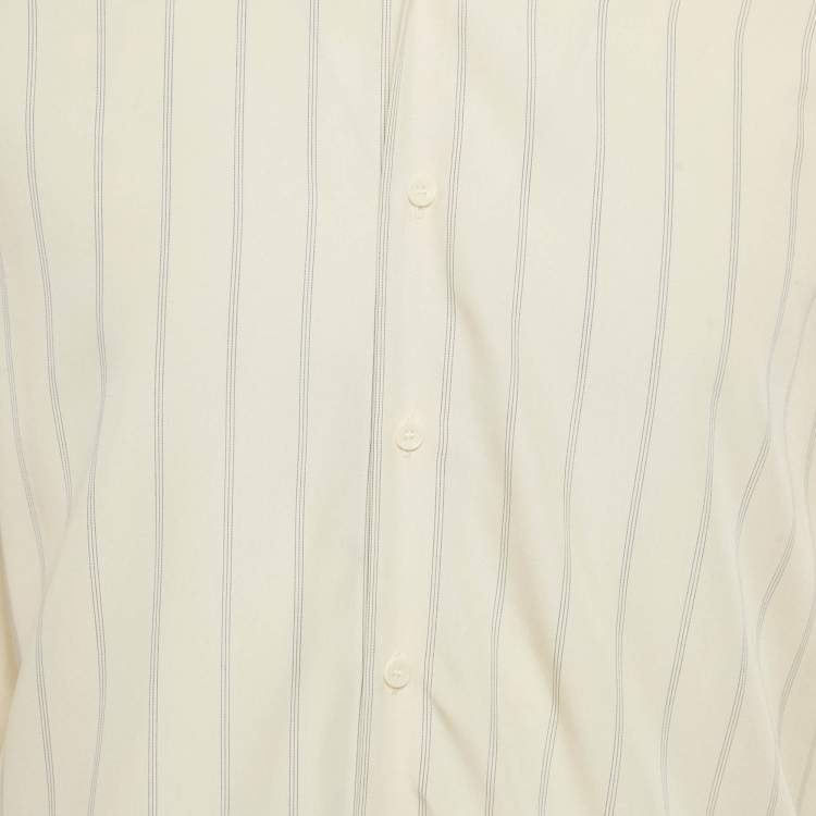 Pre Owned Sandro Ivory Pinstriped Crepe Flow Shirt S