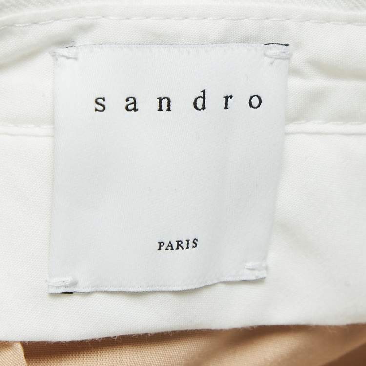 Pre Owned Sandro White Stripe Linen Blend Straight Leg Pants XXL