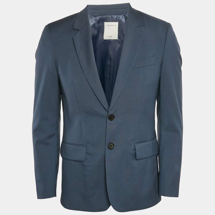 Pre Owned Sandro Blue Wool Single Breasted Blazer M