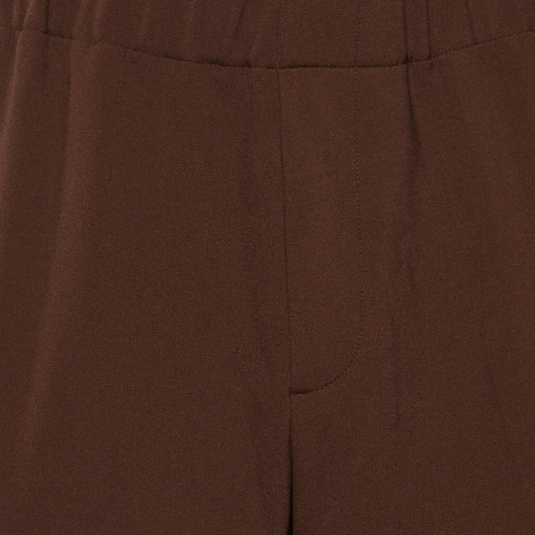 Pre Owned Sandro Brown Stretch Crepe Trousers L