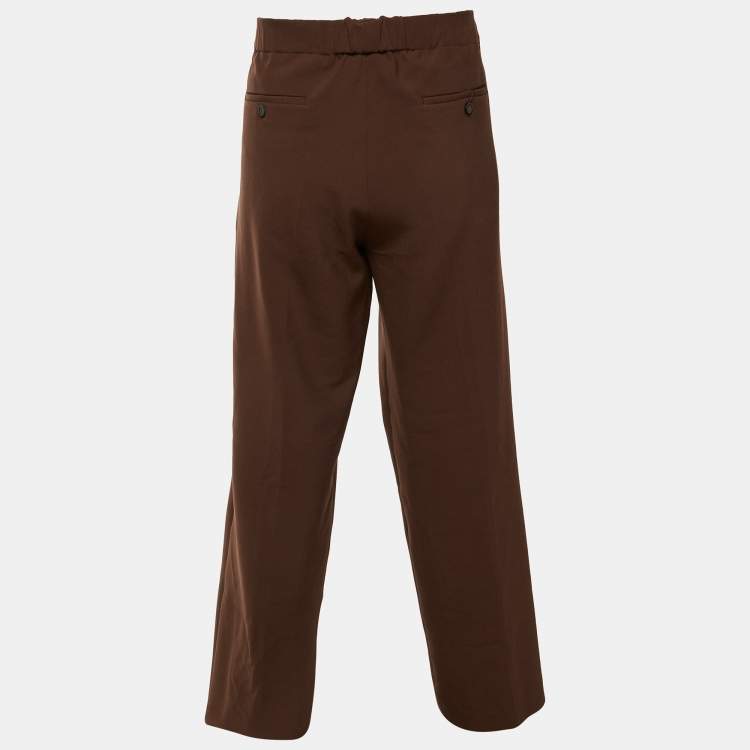 Pre Owned Sandro Brown Stretch Crepe Trousers L
