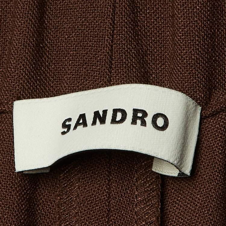 Pre Owned Sandro Brown Stretch Crepe Trousers L