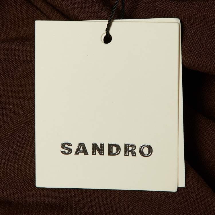 Pre Owned Sandro Brown Stretch Crepe Trousers L
