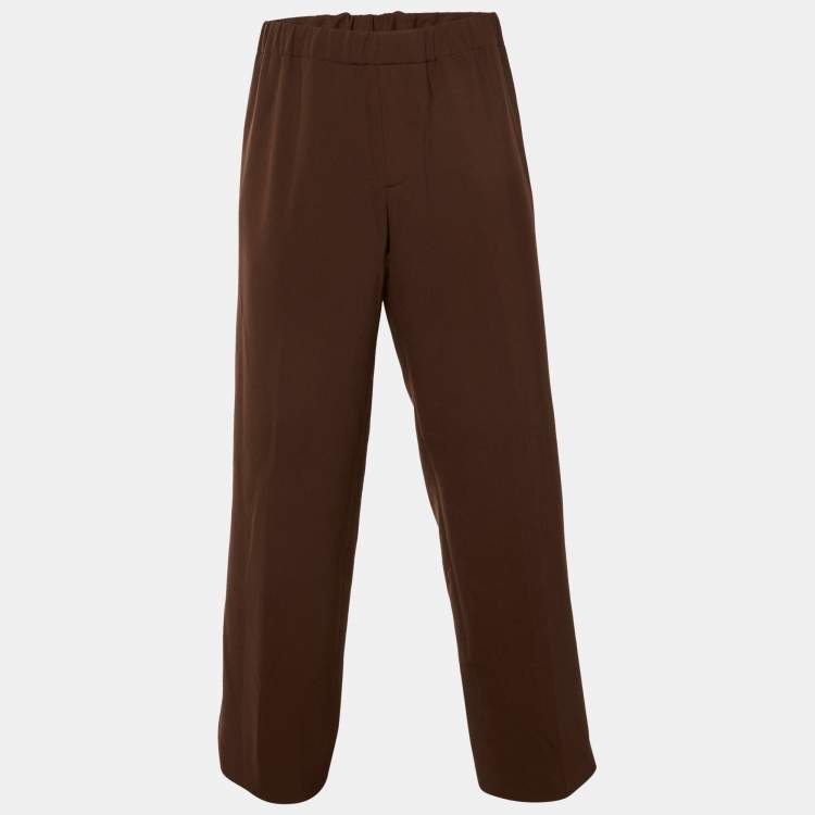 Pre Owned Sandro Brown Stretch Crepe Trousers L