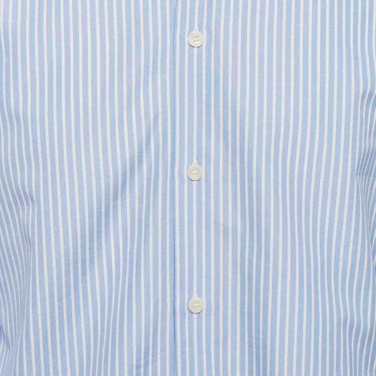 Pre Owned Sandro Blue Pinstriped Cotton Shirt M