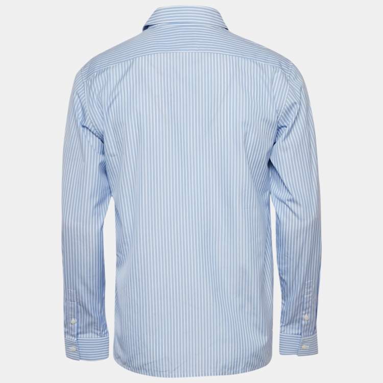 Pre Owned Sandro Blue Pinstriped Cotton Shirt M