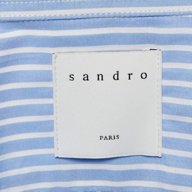 Pre Owned Sandro Blue Pinstriped Cotton Shirt M
